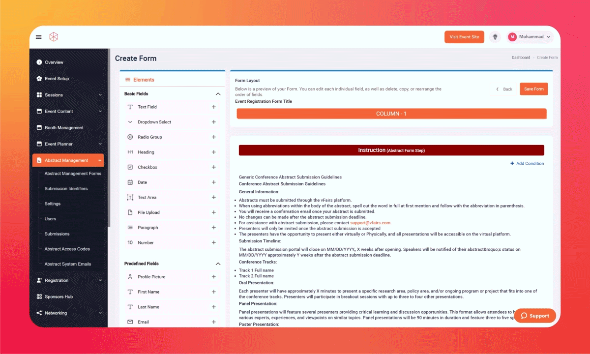 Abstract Management Visual Form Builder GIF