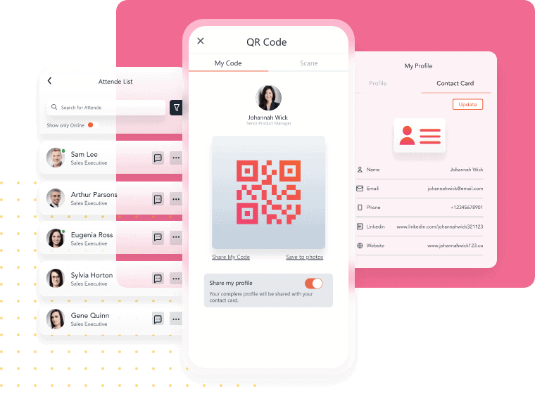 Using QR codes to connect during a conference and sharing information