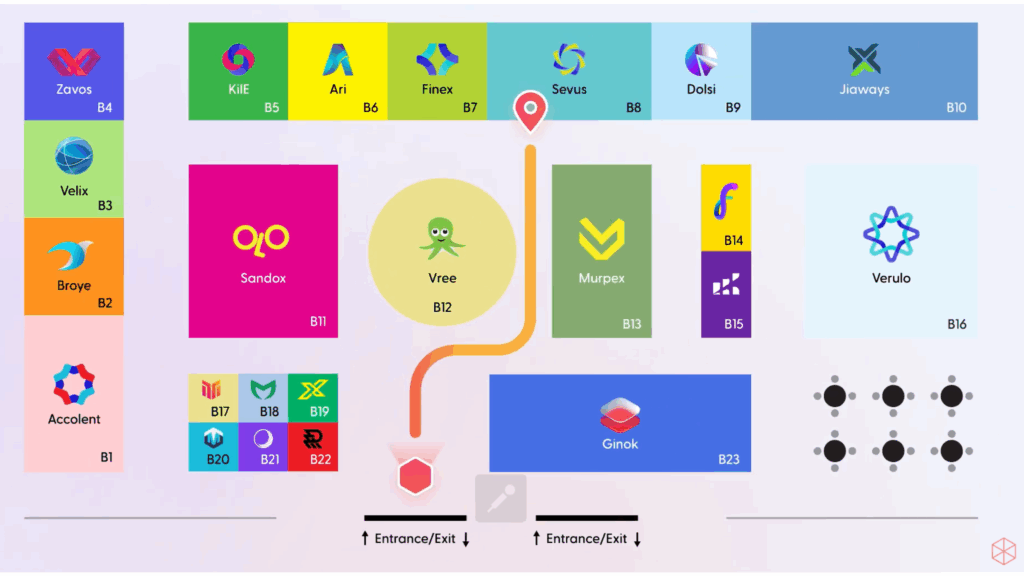 An example of a digital event floor plan for an event vs. conference