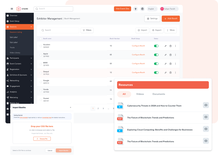 Facilitate simple exhibit booth setup and booth management.
