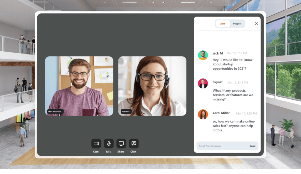 vFairs networking hub - live chat feature