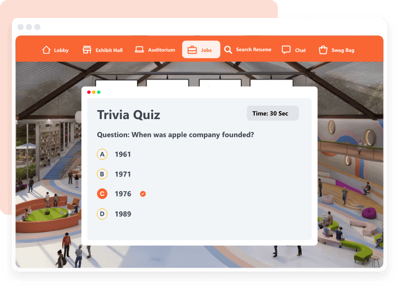 trivia games feature - virtual onboarding fair