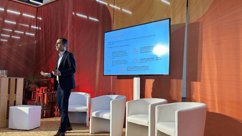 Muhammad Younas, CEO of vFairs presenting at IMEX Conference